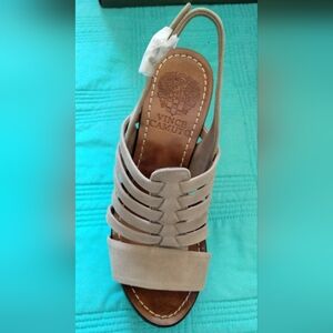 Vince Camuto "ONIA" Taupe Suede Multi-Strap Slingback Sandal